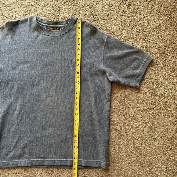 Timberland Sweater Mens Large *Stain* Crewneck Short Sleeve Grey Logo - Picture 6 of 10